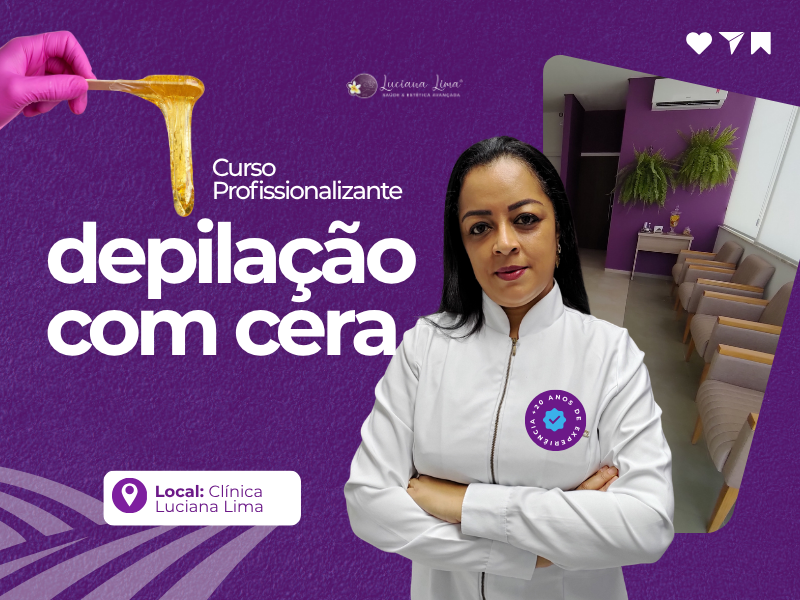Imagem de divulgação do curso de depilação com cera em Recife, voltado para pessoas que desejam aprender uma técnica profissional da área da beleza e estética. A arte comunica uma formação prática para iniciantes e profissionais que desejam ampliar seus serviços com depilação corporal. O conteúdo visual destaca aprendizado sobre preparação da pele, tipos de cera, biossegurança, materiais utilizados, postura profissional, atendimento ao cliente e aplicação correta da técnica em diferentes áreas do corpo. A mensagem reforça a oportunidade de capacitação em Recife para quem busca desenvolver segurança, habilidade manual e confiança para atender clientes com cuidado, higiene e profissionalismo, oferecendo um serviço valorizado no mercado da estética e dos cuidados pessoais.